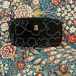 TOUS Kaos Wallet Blue and White Fabric with Tous Logo